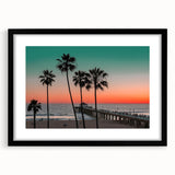 Extra large abstract art print featuring textured, colorful Caribbean scenery on a black framed canvas.