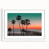 Textured abstract art print depicting serene Caribbean scenery in soft blue and white tones, framed with a white mat.