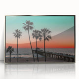 Framed acrylic print of a Caribbean Bahamas scenery in pastel shades, ideal for modern nursery wall art.