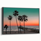 Framed canvas depicting a black and white vintage-style Bahamas landscape, ideal for bedroom wall art.