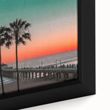 Extra large framed canvas featuring a textured Caribbean scenery in vibrant colors, ideal for living room decor.