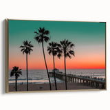 Framed canvas wall art featuring a vintage-style landscape of the Caribbean Bahamas in muted gold and black tones.