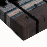 Black and white landscape art painting of the Caribbean Bahamas on stretched canvas, ideal for bedroom wall art.