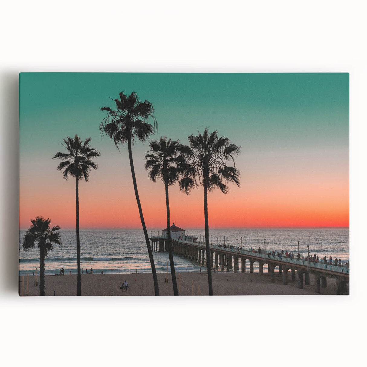 Black and white stretched canvas featuring a serene Caribbean beach scene, ideal for kitchen wall art or bedroom ambiance.