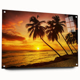 Acrylic print of a Caribbean seascape in vibrant blue and turquoise tones, suitable for bedroom or dining room decor.