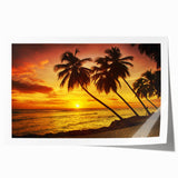 Extra large rolled print of a Caribbean beach scene with vibrant blue and sandy tones, ideal for art wall dining room.