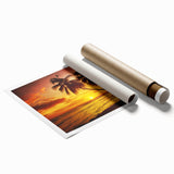Extra large rolled print of a serene Caribbean beach scene with soft blue and sandy tones.