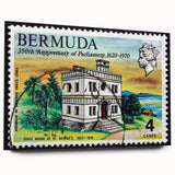 Large abstract wall art depicting the Caribbean scenery in vibrant blue tones on acrylic glass.