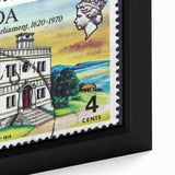 Framed canvas featuring a textured, colorful Caribbean scenery, ideal for extra large living room wall art.