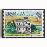 Black and white stretched canvas of Caribbean Bermuda scenery, suitable as large kitchen wall art.