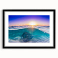 Extra large abstract art print of Caribbean scenery in vibrant, colorful hues on textured canvas, framed in black.