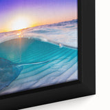 Extra large framed canvas featuring a textured depiction of the Caribbean Cayman scenery in vibrant, colorful art tones.