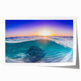Extra large rolled canvas print featuring a tranquil Caribbean beach scene in soft blue and sandy tones.