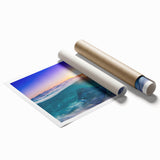 Extra large rolled print of a Caribbean Cayman scenery with vibrant ocean and floral accents.