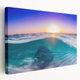 Large acrylic print of a Caribbean beach with vibrant blue and turquoise water, ideal for kitchen wall art.