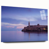 Large abstract acrylic print of Caribbean seascape in vibrant blue and green tones, ideal for bedroom or dining room art.