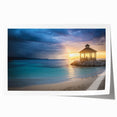 Rolled canvas print of a Caribbean scenery with vibrant green and blue tones, ideal for art wall dining room.