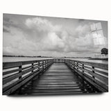 Large abstract wall art of a Caribbean scenery in vibrant blue and green tones on acrylic glass.