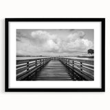 Extra large, colorful abstract art print of a Caribbean scene in a black frame, ideal for living room decor.