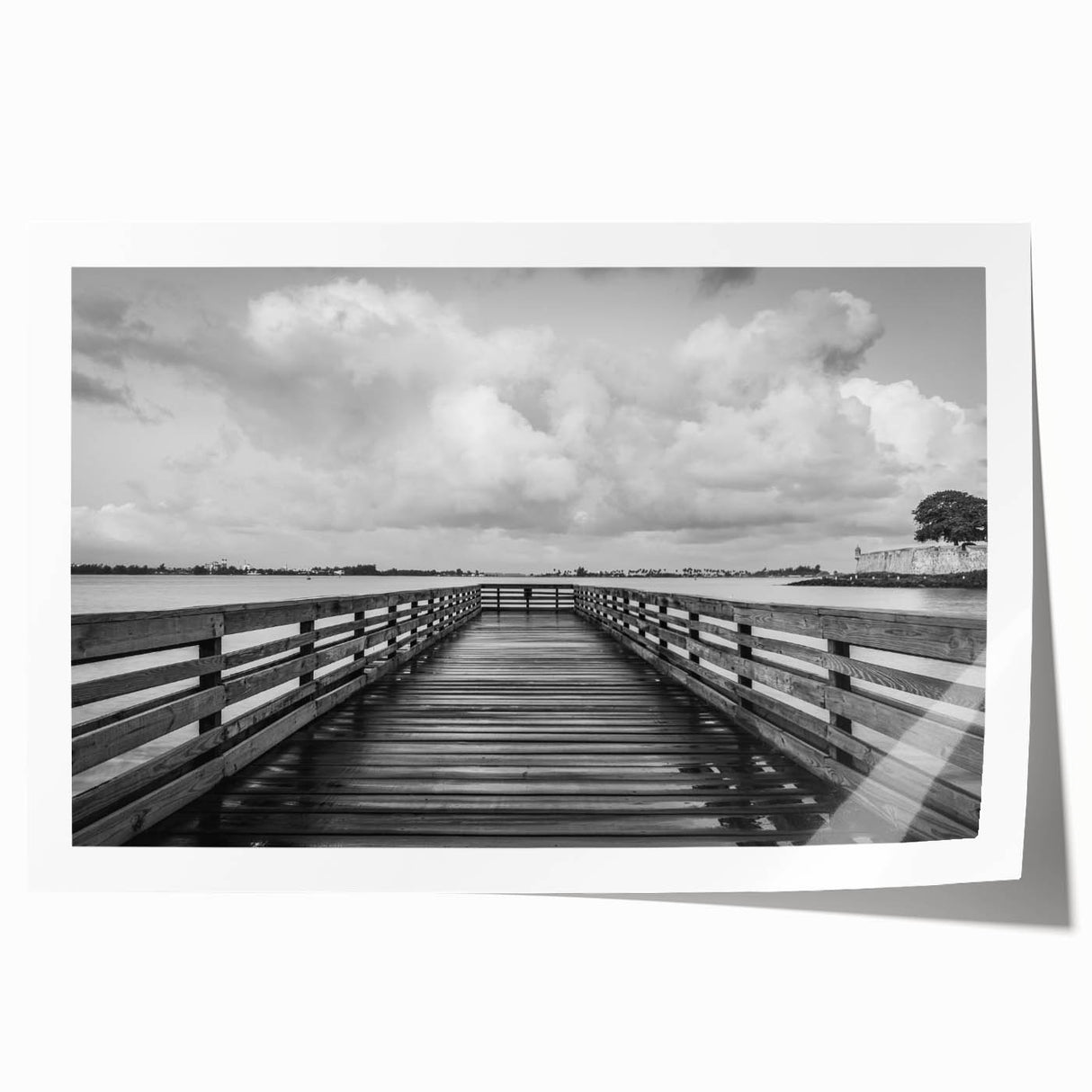 Rolled print of a Caribbean scenic view with lush greenery and ocean, ideal for art wall dining room.