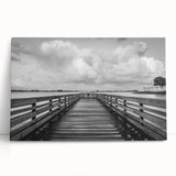 Black and white large art print of a Caribbean beach scene on stretched canvas, ideal for kitchen wall art.