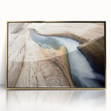 Framed acrylic print of Saint Lucia scenery in art deco style, with gold accents, ideal for modern art wall decor.