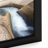 Black wall art depicting a textured Caribbean Saint Lucia scenery in vibrant colors on a framed canvas.