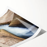 Extra large wall art featuring line art flowers over a Caribbean Saint Lucia scenery in muted tones on a rolled print.