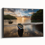 Black and white framed canvas featuring a vintage landscape of Saint Vincent, ideal for bedroom wall decor.