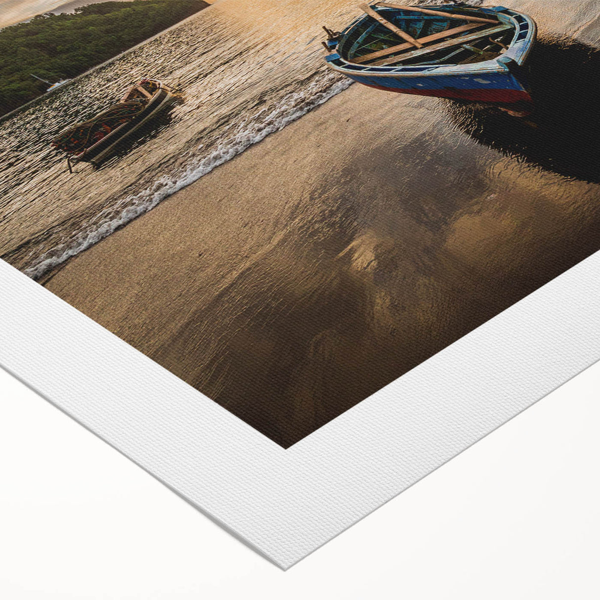 Art deco poster featuring Caribbean scenery on rolled canvas, suitable for dining room wall art.
