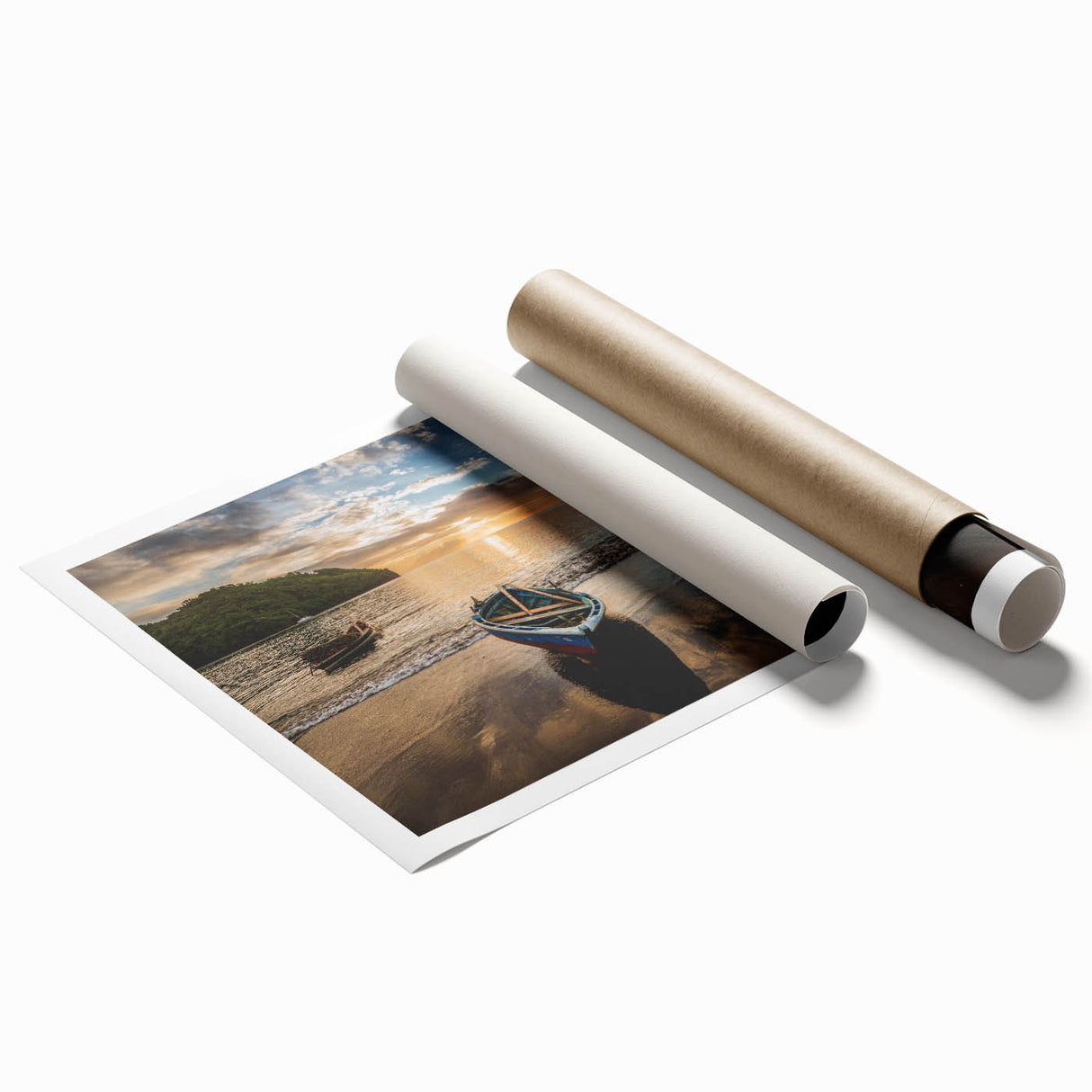 Extra large rolled print of Caribbean Saint Vincent scenery with vibrant floral elements, ideal for classy bathroom wall art.