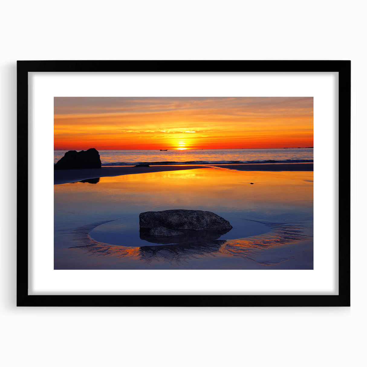Extra large framed abstract art print featuring textured, colorful Caribbean scenery, ideal for living room decor.