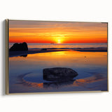 Framed canvas of a Caribbean landscape with vibrant blues and greens, ideal for bedroom wall art.