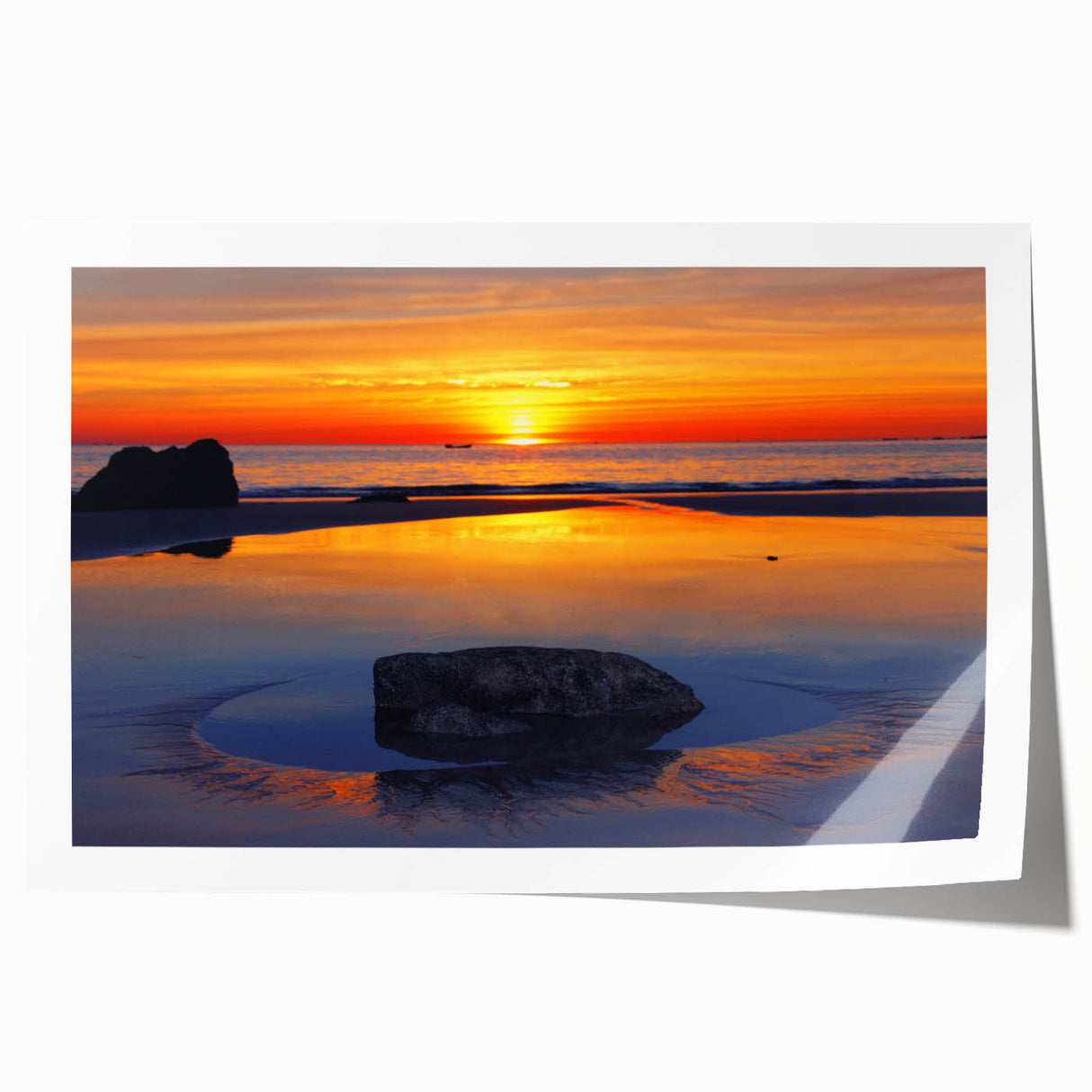 Extra large rolled print of a Caribbean scenery with vibrant blue and green hues.