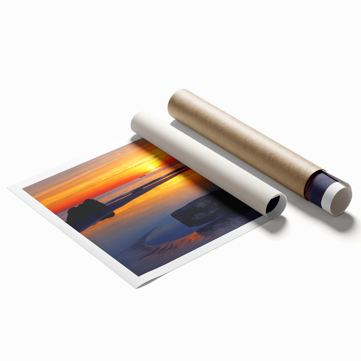 Extra large rolled print of Caribbean scenery with vibrant turquoise and green hues, ideal for classy bathroom wall art.