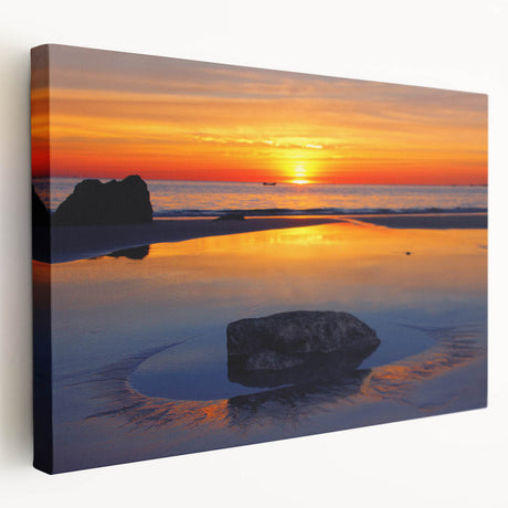 Large stretched canvas featuring a serene Caribbean beach scene with turquoise waters and white sands.