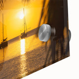 Large abstract wall art print of Caribbean Virgin Islands on acrylic glass, featuring vibrant blue and green hues.