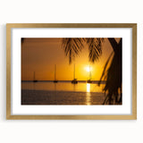 Abstract art print of the Caribbean Virgin Islands in muted blue and green tones, framed in gold.