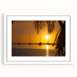 Textured art depicting the Caribbean Virgin Islands in muted blue and green tones on a framed white mat.