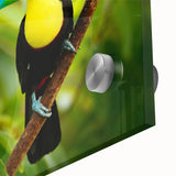 Large abstract wall art featuring a mid-century modernist style Belize scenery in muted earth tones on acrylic glass.