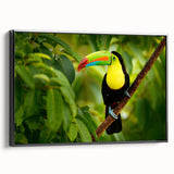 Black and white framed canvas featuring a vintage landscape of Central America, ideal for bedroom wall art.