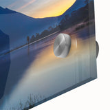 Large abstract wall art of a Costa Rican landscape in mid-century modernist style, displayed on acrylic glass.