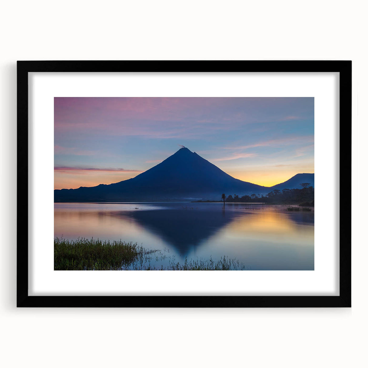 Abstract art print of a colorful, textured Costa Rican landscape on a large framed canvas, suitable for living room decor.