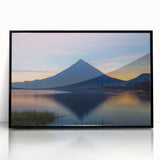 Framed acrylic print of large abstract wall art depicting a stylized Costa Rican landscape in vibrant earth tones.