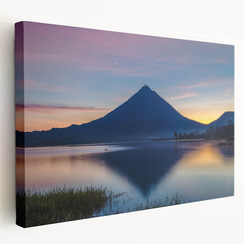 Large canvas print of a Costa Rican landscape, in muted green and blue tones, suitable for kitchen wall art.