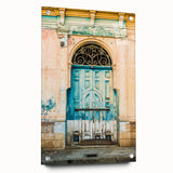 Acrylic glass print of a Central American landscape in muted earth tones, ideal for dining room decor.