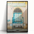 Large abstract wall art depicting a vibrant, colorful Central American landscape, framed in black acrylic.