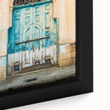 Extra large framed canvas featuring a textured depiction of a Central American scenery in black with vibrant.