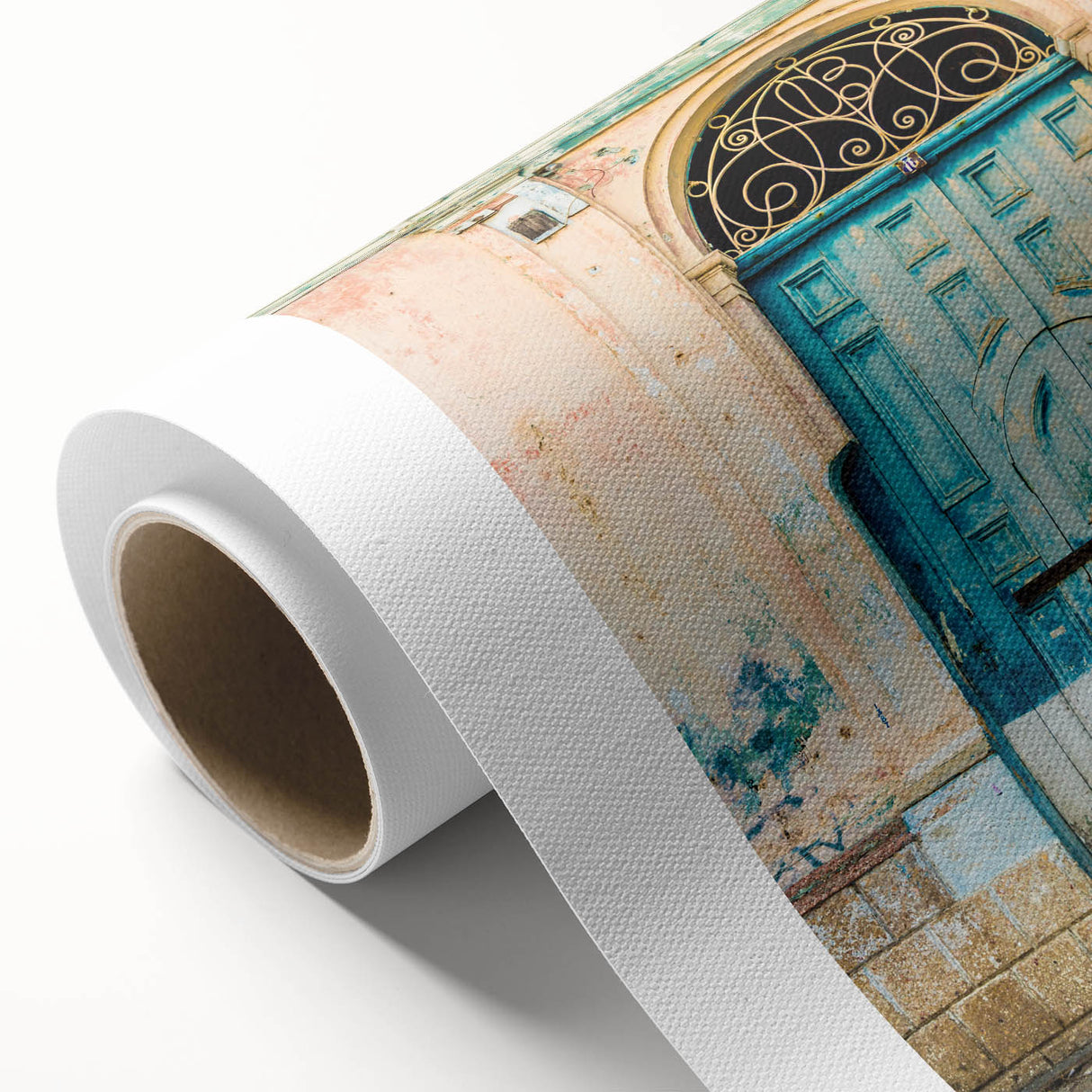 Art Deco poster of Central America scenery on rolled canvas, featuring muted earth tones, ideal for nursery wall art.