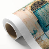 Art Deco poster of Central America scenery on rolled canvas, featuring muted earth tones, ideal for nursery wall art.